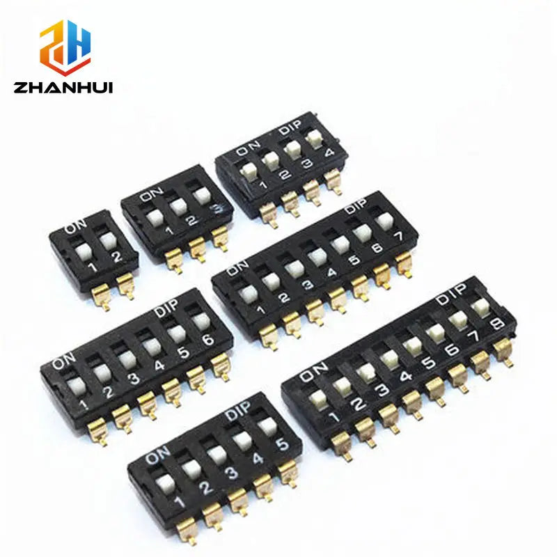 5Pcs/Lot 2.54mm SMD DIP Switch KM‑01 KM Series Gold Plated Pin 2/3/4/5/6/8/10Pin Patch Switch PCB Board Adjustable Toggle Switch