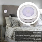 2 Pack Energy Saving Motion Sensor Night Light Battery Powered Small LED Induction Lamp White Light Round Sensing Lamp Drawer