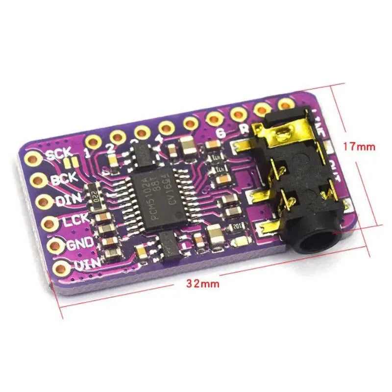 `PCM5102A Interface I2S DAC Decoder GY-PCM5102 I2S Player Module For Raspberry Pi PHAT Format Board Digital PCM5102 Audio Board