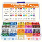 100/180 Piece Automotive Fuse Set, Complete Range of Current Specifications. Color-Coded Amperage for Quick Identification; High-Quality Conductive Metals with Good Conductivity and Sensitive Melting Properties. Transparent C