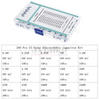 120/200/500Pcs 16V 25V 50V 0.1uF - 1000uF Aluminum Electrolytic Capacitor Assorted Kit Box 1uF 4.7uF 10uF 47uF 220uF 330uF 470uF