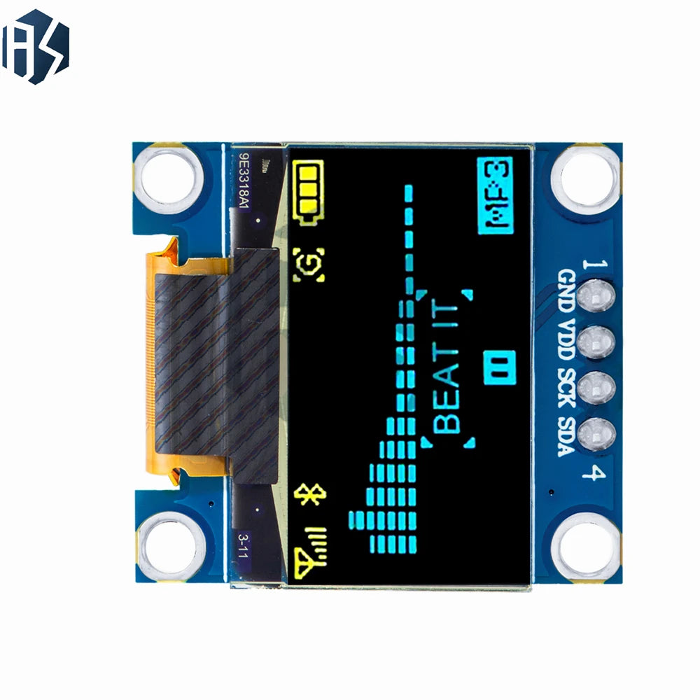 ‌0.96 Inch I2C SSD1306 OLED Display Module – 128x64 Dual-Color (Yellow/Blue) Screen for Arduino, Raspberry Pi & ESP32 Projects