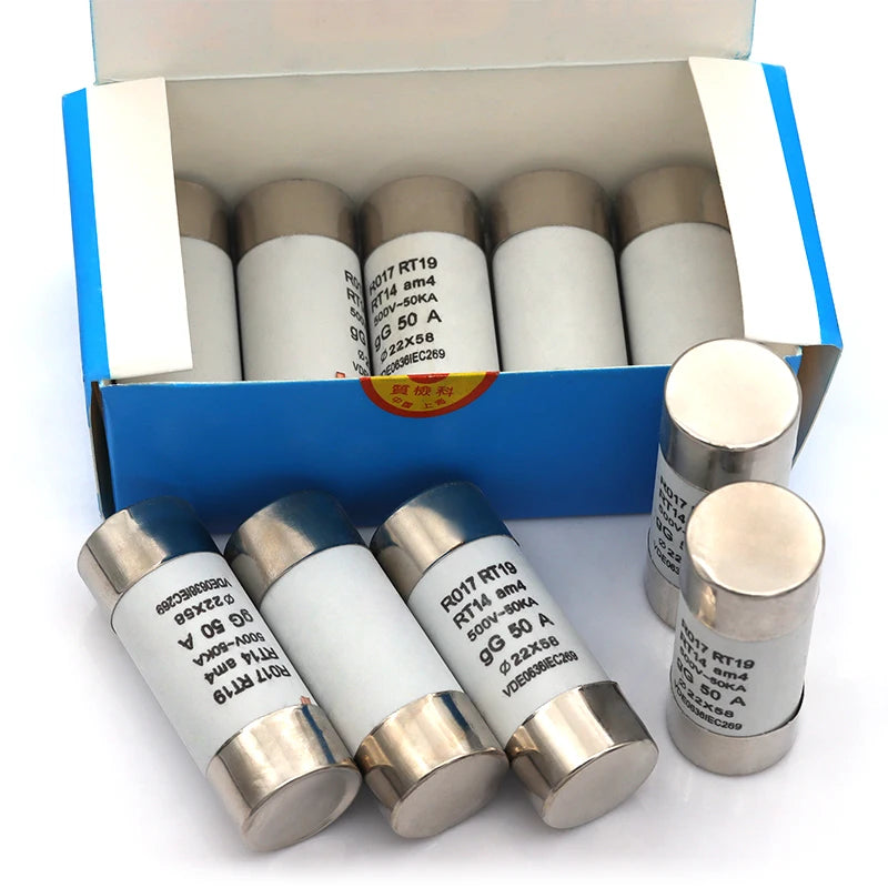 Stlxy 5/10/20Pcs 22*58mm(RO17) Fast blow Ceramic Fuse 500V RO17-40A 50A 63A 80A 100A 125A RT18 RT14 Base