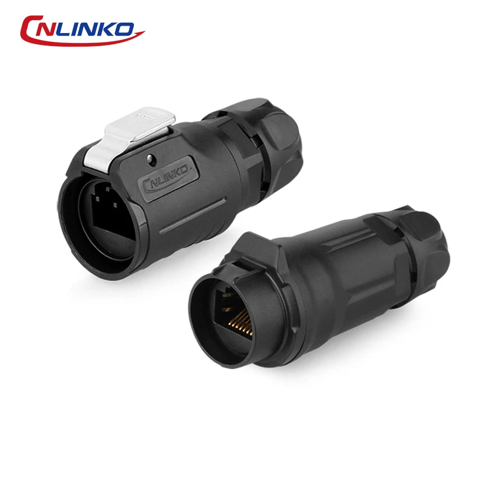 CNLINKO LP16 Waterproof Circular RJ45 Connector 8P8C Male/Female Panel Mount, PBT Push-Pull for Industrial Automation & Marine