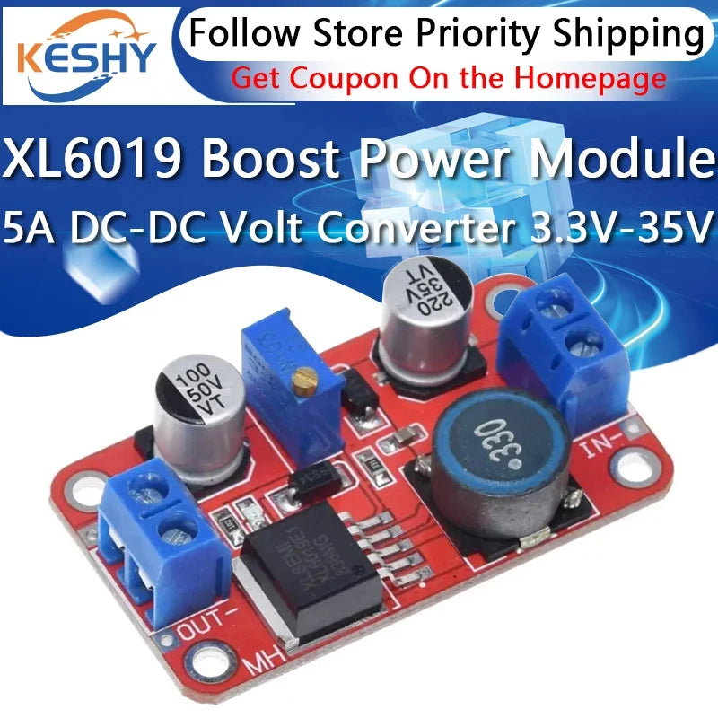 5A DC-DC Step Up Power Module Boost Volt Converter 3.3V-35V To 5V 6V 9V 12V 24V XL6019
