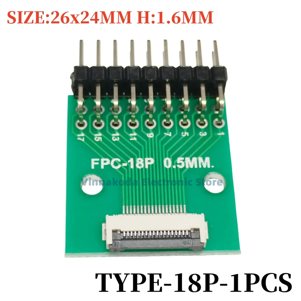 1PCS FFC/FPC Conversion Board 0.5mm Pitch Connector 2.54MM Double Row Bending Pins 4/10/12/14/15/16/18/22/24/26/30/34/40/50/60P