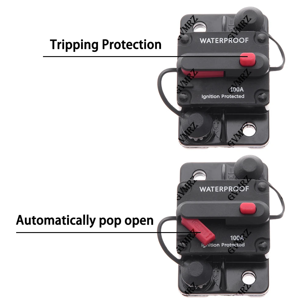 250A 300A Circuit Breaker 30A 40A 50A 60A  AMP Waterproof Boat Car Circuit Breaker  70A 80A 100A 120A Fuse Reset 150A 200A