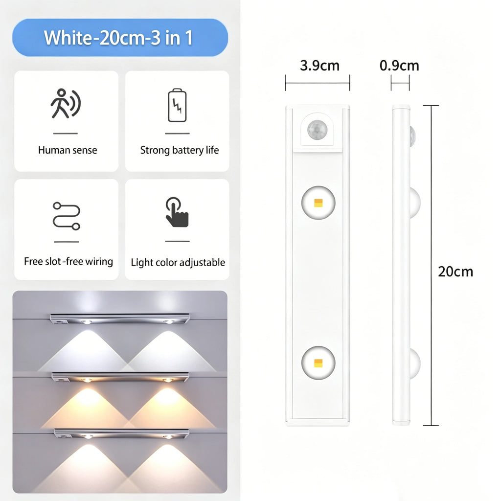 LED Cabinet Light USB Rechargeable Motion Sensor Dimmable LED Night Lamp For Kitchen Wardrobe Closet Home Lighting 20/30/40/50CM