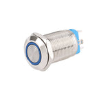 1pc 12mm Anti-Vandal Metal Push Button Switches High Flat Round With LED Green Red Blue White 3V 12V Momentary Latching Reset