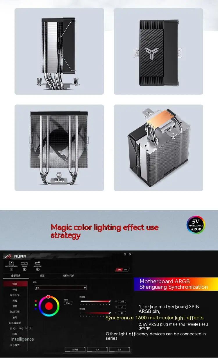 JONSBO CR-1000EVO CPU Cooler 120mm ARGB PWM CPU Cooling Fan 4 Heat Pipes TDP 220W Radiator For intel LGA 115X 1200 1700 AM4 AM5