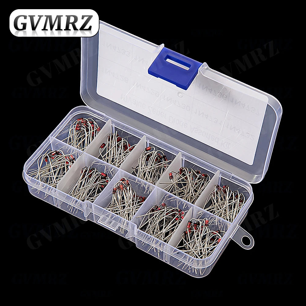 200Pcs 1W Zener Diode Assortment Box Kit 1N4728 1N4729 1N4730 1N4731 1N4732 1N4733 1N4734 1N4735 1N4736