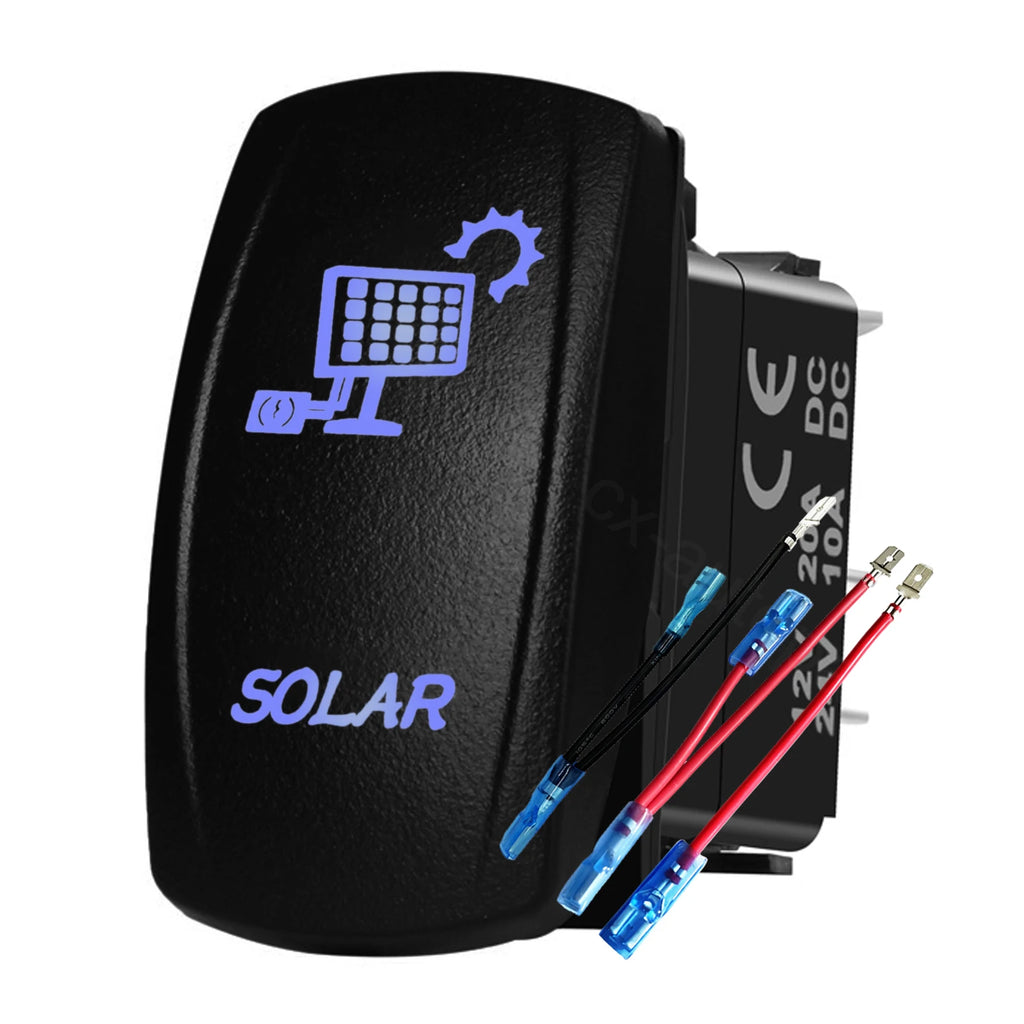 12V 24V Boat Trim Tabs Switch (ON)-OFF-(ON) Momentary Rocker Switch Waterproof Blue Light ON-OFF Toggle Switch With Harness
