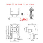 20Pcs 6x6 PCB Momentary Tactile Tact Push Button 4-Pin Self-reset Switch Right Angle With stent 6*6*4.3/4.5/5/6/7/7.5/8/9/10mm