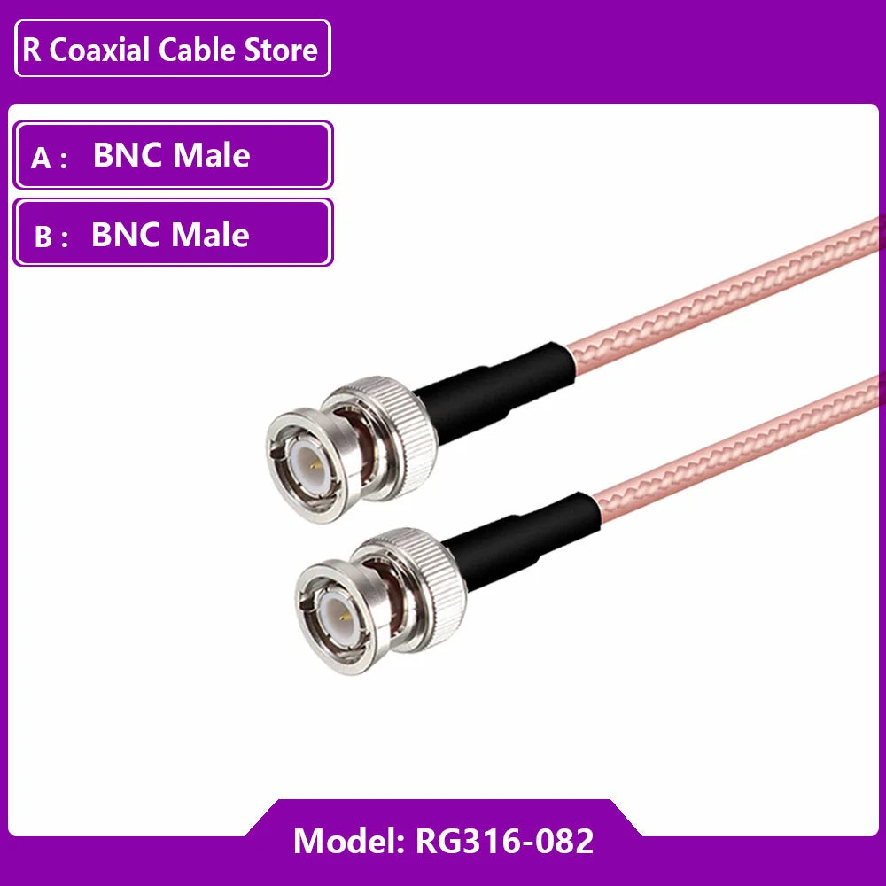 1PC RF Coaxial Cable BNC Male to BNC Male Plug RG316 RG174 RG58 RG179 RG400 RG402 Crimp Connector Dual BNC Male Plug Wire
