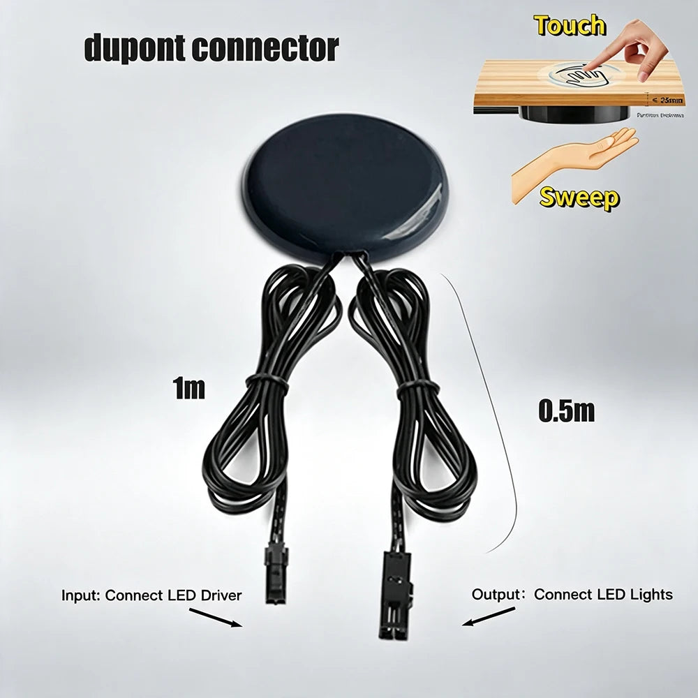 Sweep Dimmer Sensor Penetrating Switch 12V Wood Panel Touch Switch LED Dimmable Touch Sensing Hidden for Wood Furniture Lighting