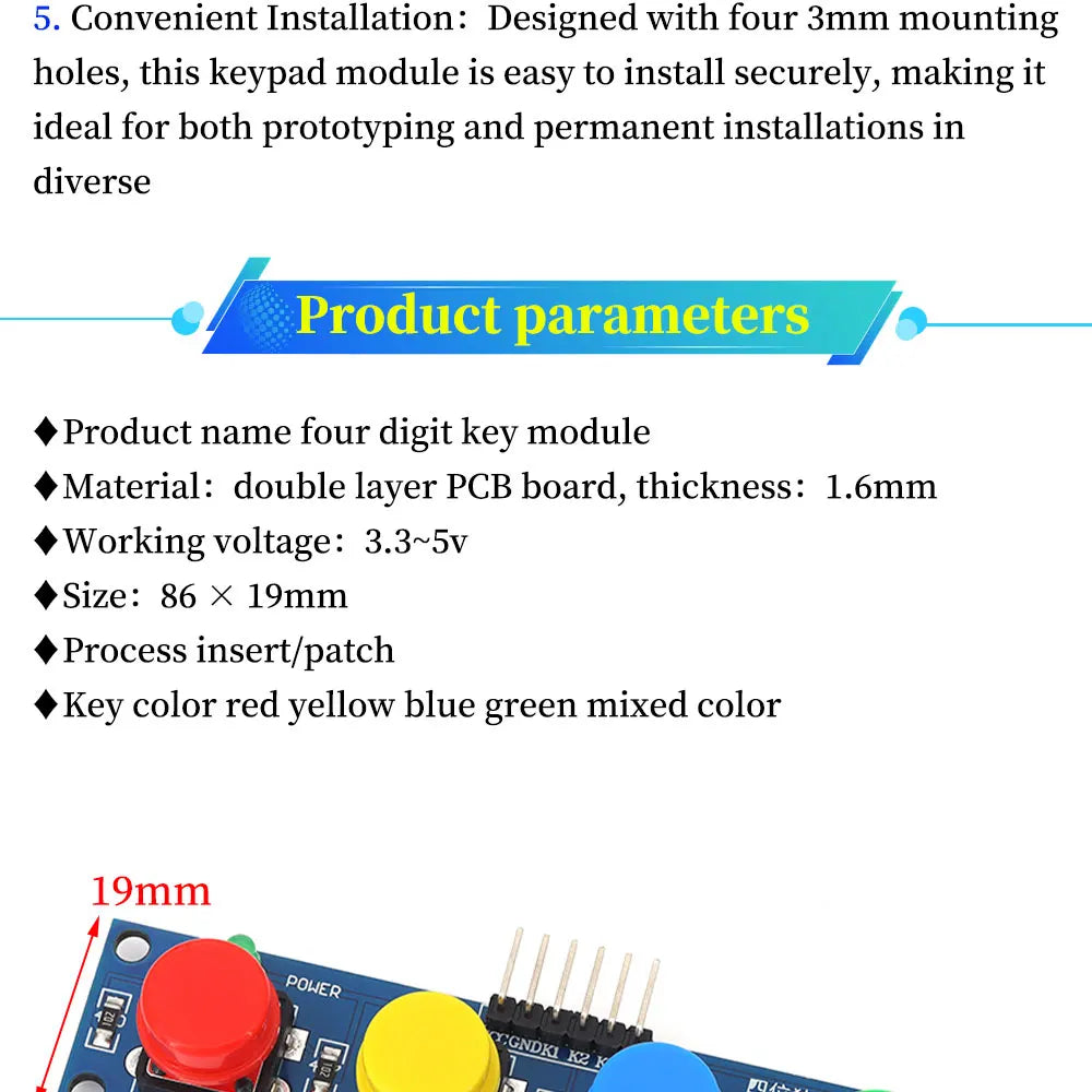 1/5/10Pcs 4Bits Independent Button Module for Single-Chip Microcontroller Raspberry-Pi Arduino