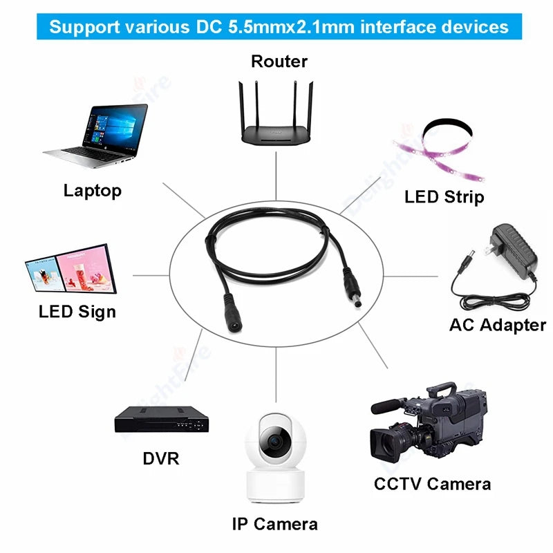 20/22AWG 12V DC Power Cable Male Female Plug 5.5 2.1mm Power Adapter Extension Cable For Camera CCTV Led Strip Light Connect