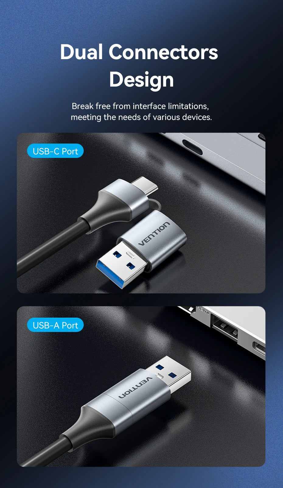Vention USB A C 2.5G Ethernet Adapter USB 3.0 2500/1000 Mbps Network Card for MacBook iPad USB Lan RJ45 for PC Windows Laptop
