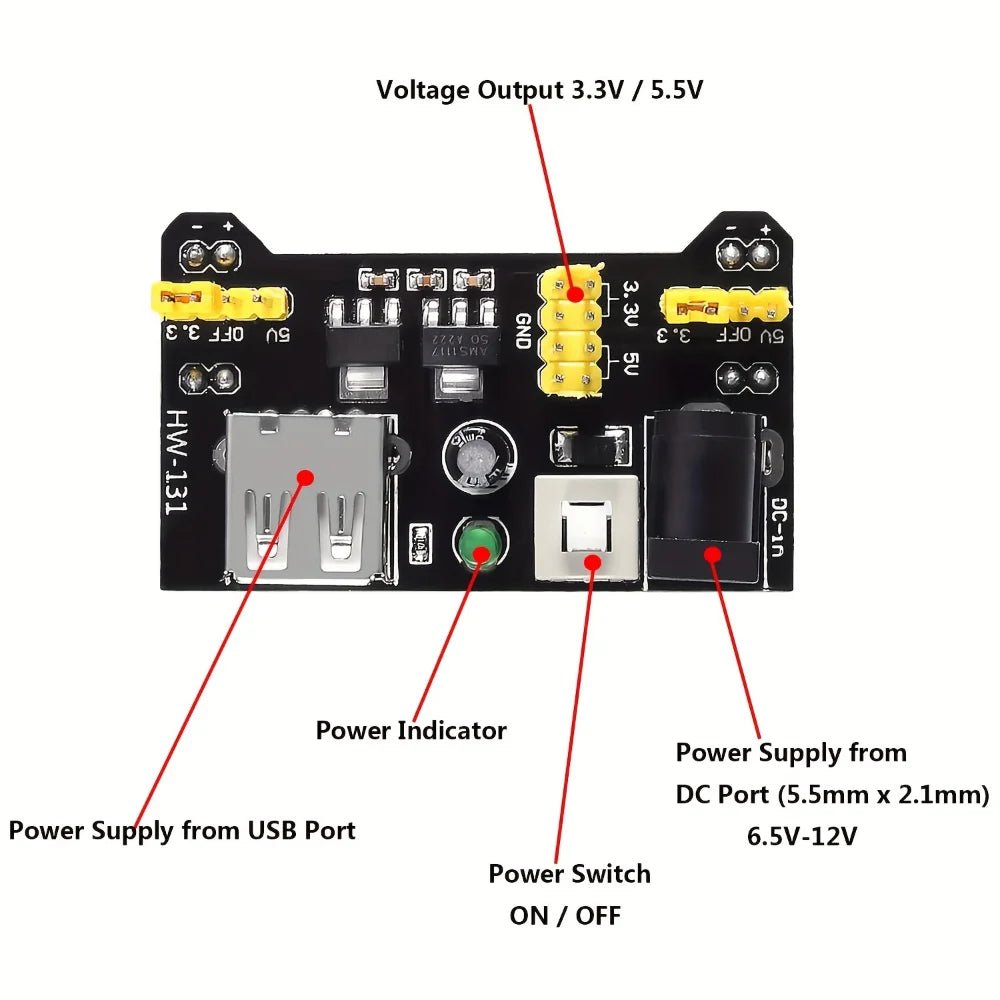 830/400/170 Points Breadboard Power Supply Kit with Jumper Wires, USB Cable, for Arduino Electronics Starter, STEM Learning, PC
