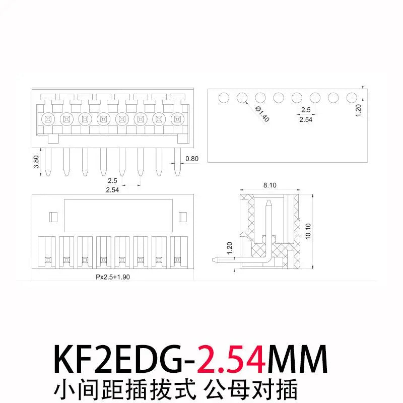 5/10Pcs 15EDG 2.54 mm KF2EDG PCB Screw Terminal Block Connector Right Angle/Straight Needle Plug Pin Header Socket 2/3/4/10 Pin