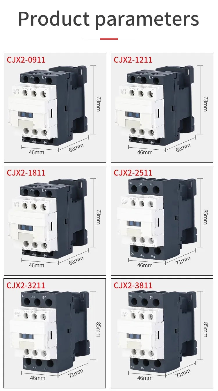 LC1-D50 AC Magnetic Contactor 50A 1NO 1NC Starter Relay Contactor 220V/380V 50/60Hz 3 Electric Contactors