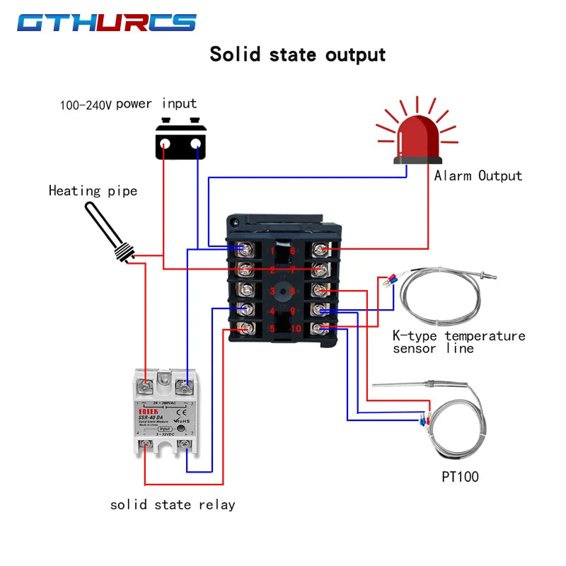 REX-C100 Digital RKC PID Thermostat Temperature Controller digital REX-C100/ 40A SSR Relay/K Thermocouple Probe/heat sink