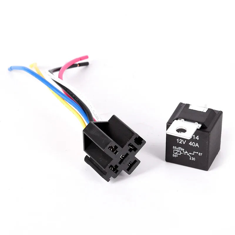 Waterproof Automotive Relay 12v 5pin 40a Car With Black Red Copper Terminal Auto Socket 1pc