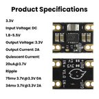 Mini Buck-Boost Converter Module TPS63802 DC 1.8-5.5V Input 3.3V 5V Output for DIY Projects and Power Banks