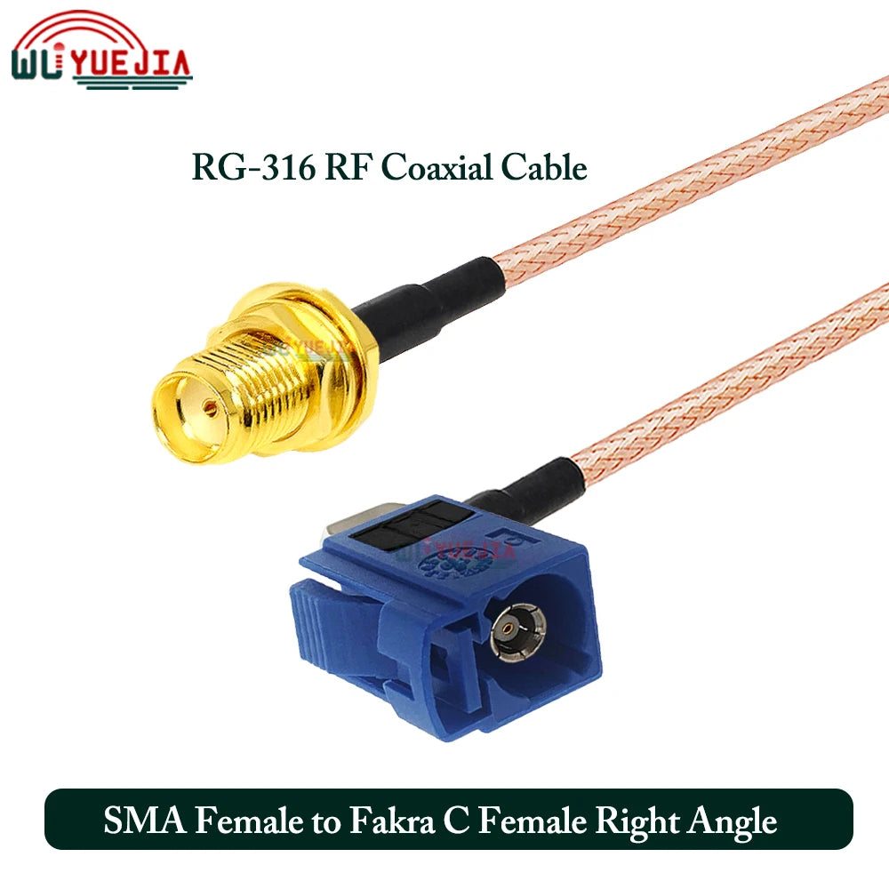 SMA to Fakra C RG316 Cable Blue Fakra C Female to SMA RP-SMA Female/Male Connector 50 Ohm RF Coax Cable Extension Jumper Pigtail