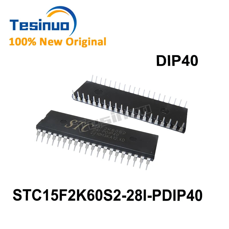 1~5PCS STC15F2K60S2-28I-PDIP40 1T 8051 MCU Microcontroller 60K Flash PDIP40 New Electronic Components In Stock Fast Shipping