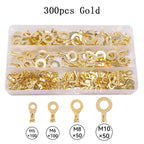 150/300/540pcs Boxed Terminal Block Wire Connector M3-M10 O-type Ground Lugs Terminal Cold-Pressed Copper Tab Wiring Nose
