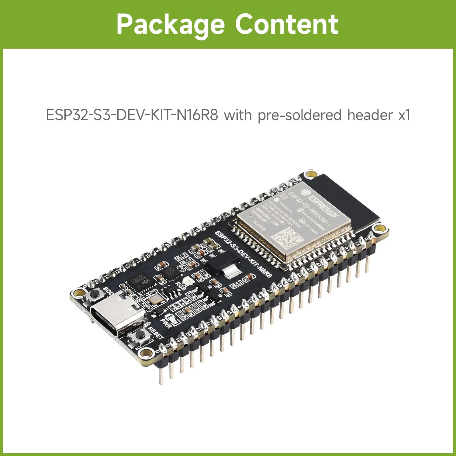 Waveshare ESP32-S3 Microcontroller, 2.4GHz Wi-Fi Development Board, 240MHz Dual Core Processor, ESP32-S3-WROOM-1-N8R8 Module