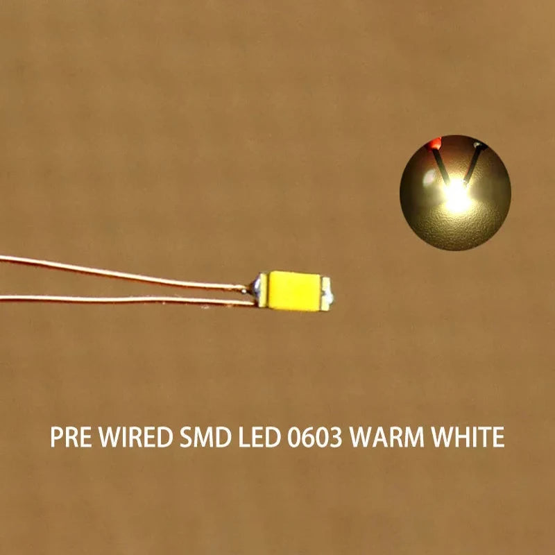 10pcs/Lot 0402 0603 SMD Lamp Wired Micro Led Pre-Soldered Micro Litz Wired Chip 20cm 3V Railway Model Scenes