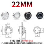 12/16/19/22/25/30mm Short Stroke Mini Waterproof Metal Push Button Switch Power Led Light Momentary 5/12/24/220V Black 1NO