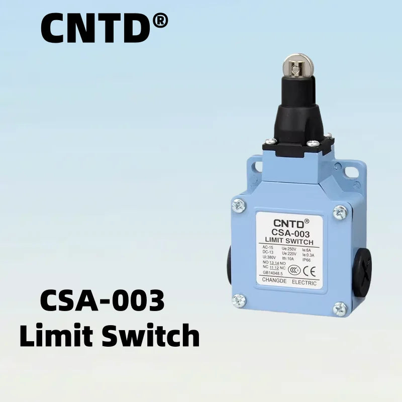 Limit Switch CNTD CSA 003 Roller Plunger Actuator IP66 10A 250VAC 1NO1NC Metal Housing Travel Switch for Industrial Control Mach