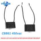 1/2/5PCS CBB61 Motor Run Capacitor 450V AC Fan Capacitors 0.8/1/1.2/1.5/1.8/2/2.5/4/5/6/8/10UF for Ceiling Fan & Air Conditioner