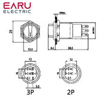 19mm Black Self-return Momentary Self-locking Fixation Waterproof DPDT Illuminated Metal Selector Rotary Switch 2/3 Position LED