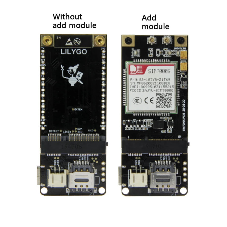 T-PCIE ESP32-WROVER-B 16MB AXP192 Chip WIFI BT Nano SIM Card With SIM7600E Multi Band LTE CAT1 Module