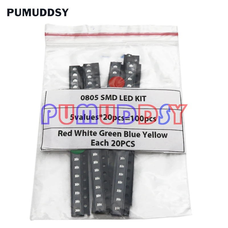 100PCS=5 Colors X 20PCS 5050 5703 1210 1206 0805 0603 LED Diode Assortment SMD LED Diode Kit Green/ RED / White / Blue / Yellow