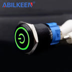 ABILKEEN 16/19/22MM Black Shell Metal Push Button Switch 1NO1NC Momentary/Latching Power Control Push Button with LED Light