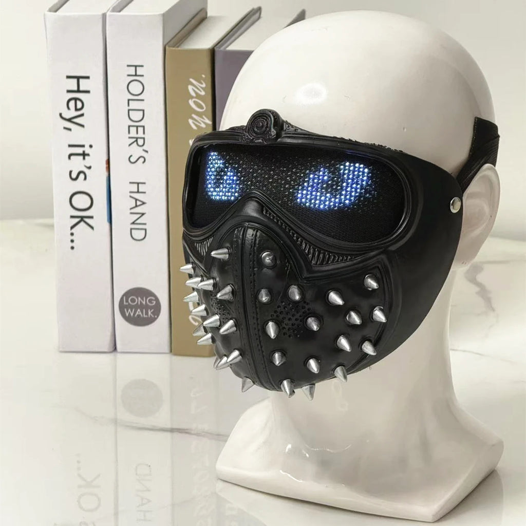Bluetooth app LED Light Up Watch Dog 2 Masks Punk Rivet Mask Party Masquerade Costume Props Cosplay Mask for Halloween Party