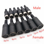 1Pcs Black DIN Circular Connector, Male/Female Chassis & Cable Mount Plug/Socket (3/4/5/6/7/8 Pin)