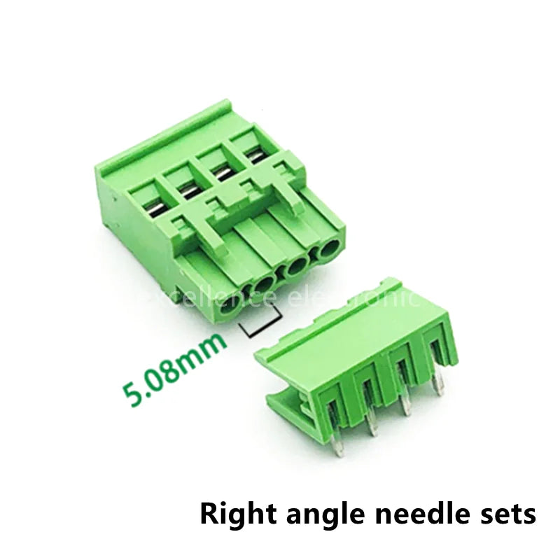 5Sets 2EDGKA-5.08mm Plug-in PCB Wiring Terminal Vertical Side Outlet Plug Complete with Straight Bent Needle Holder