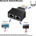 RJ45 8P8C Eight Core Network Cable Splitter Network Tee 1 Male to 2 Female Adapter Network Extender CAT6/CAT5