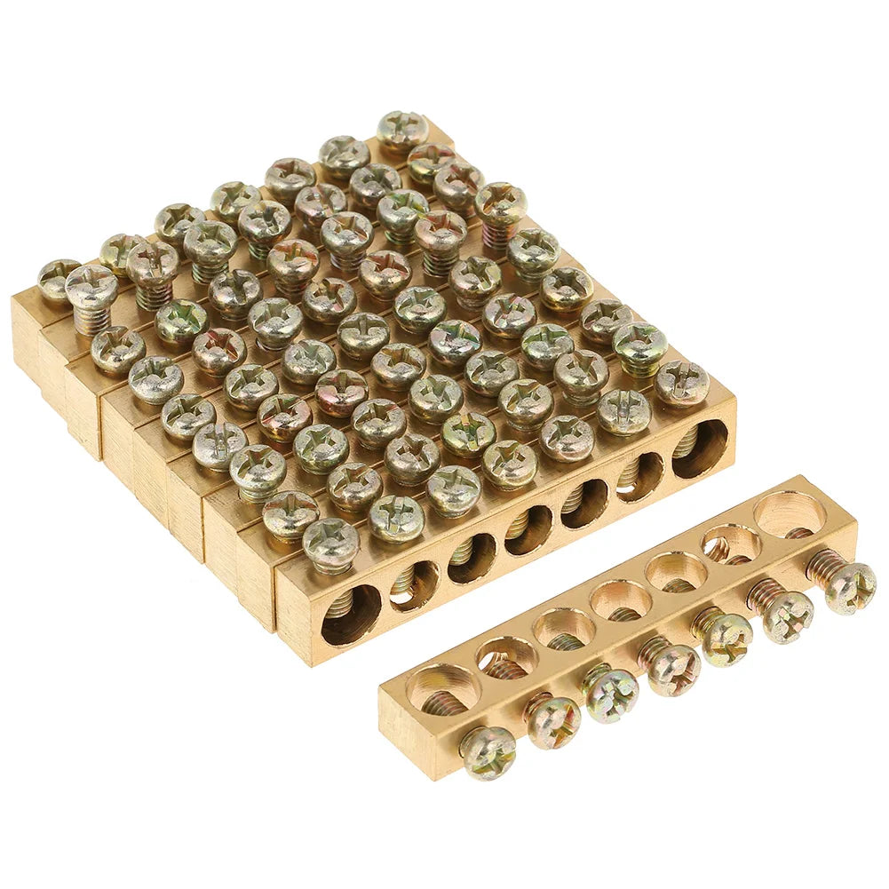 Ground Bar 7‑Hole Electrical Distribution Wire Screw Terminal Brass Ground Neutral Bar Terminal Bar