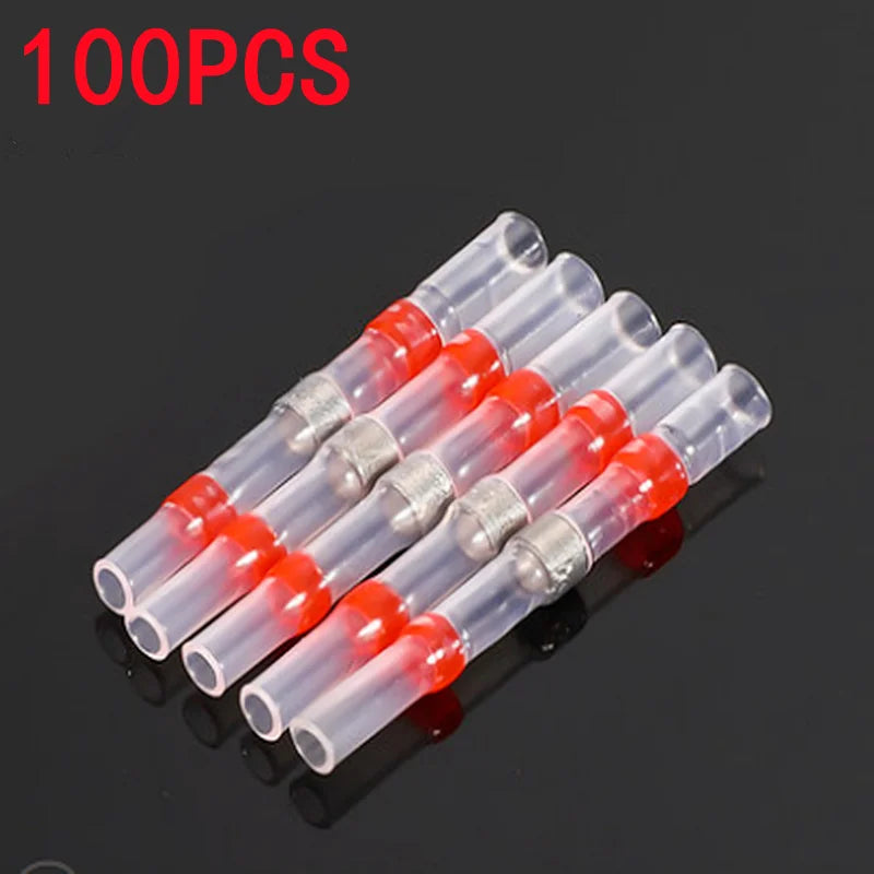 50/100pcs,Soldering Thermal Casing,Waterproof,Solder Seal Heat Shrink Butt Wire Connectors Terminals Electrical Copper with Glue