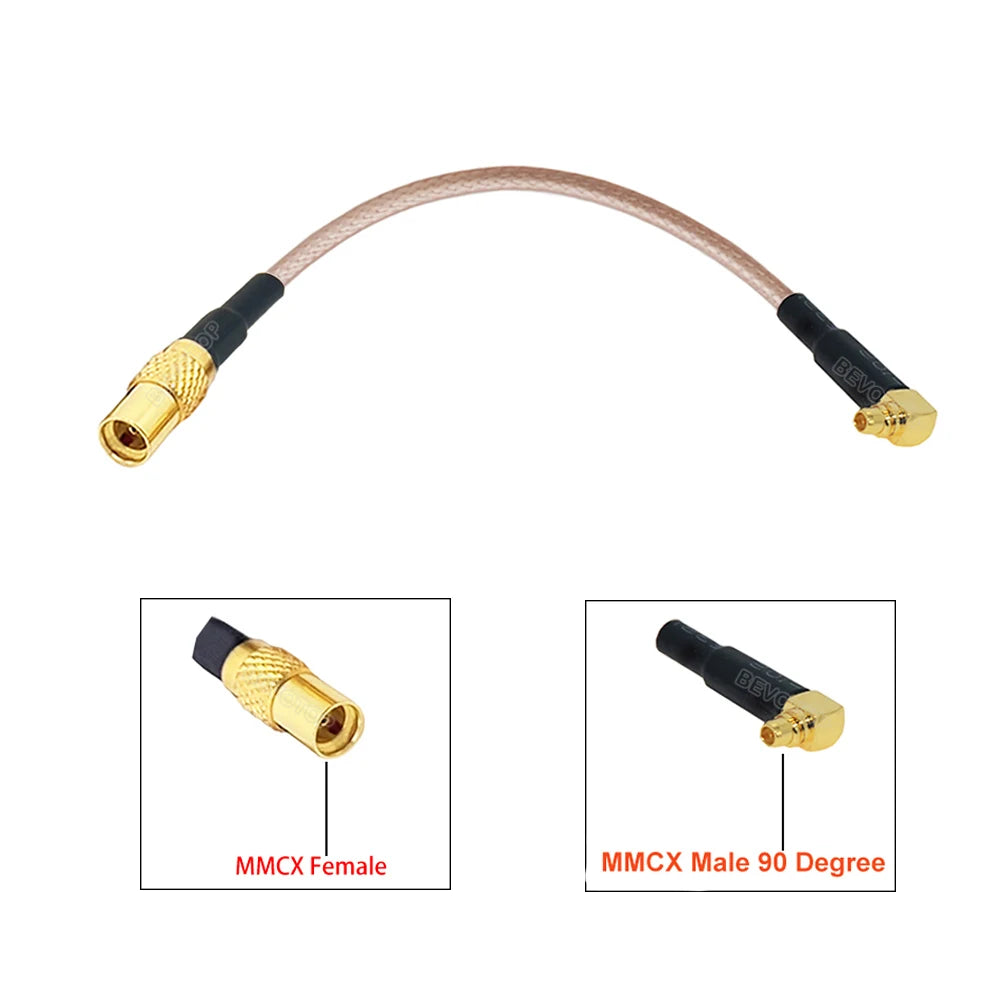 2Pcs/Lot MMCX Male Right Angle to MMCX Female 90 Degree Connector RG316 Cable 50 Ohm RF Coaxial Pigtail Extension Coax Jumper