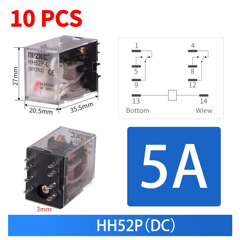 10pcs Small Intermediate Relay AC 220V DC C24 HH52P HH53P HH62P HH63P LED  General Mini Electromagnetic Relay Wholesale