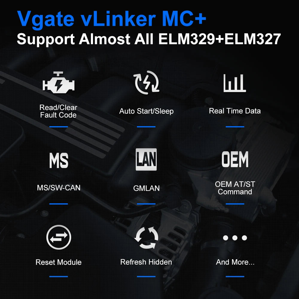 Vgate VLinker MC/MC+ Bluetooth 3.0/4.0 OBD2 Scanner ELM327 Compatible for BimmerCode FORScan for IOS/Android Car Diagnostic Tool