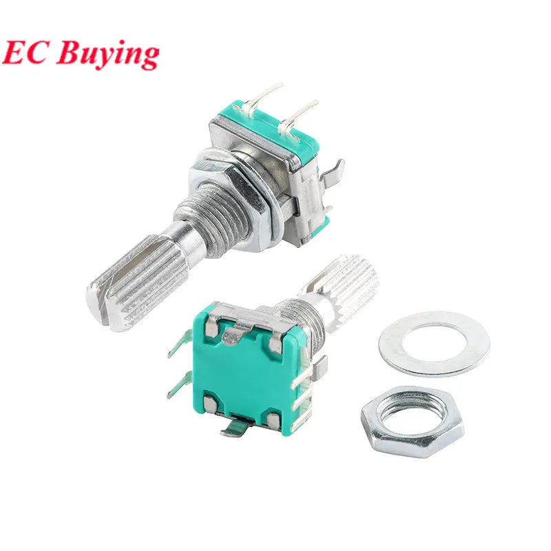 5Pcs/1pc Rotary Encoder EC11 EC12 EC16 15mm 20mm Half Plum Axis Handle Length Code Switch Digital Potentiometer with Switch 5Pin